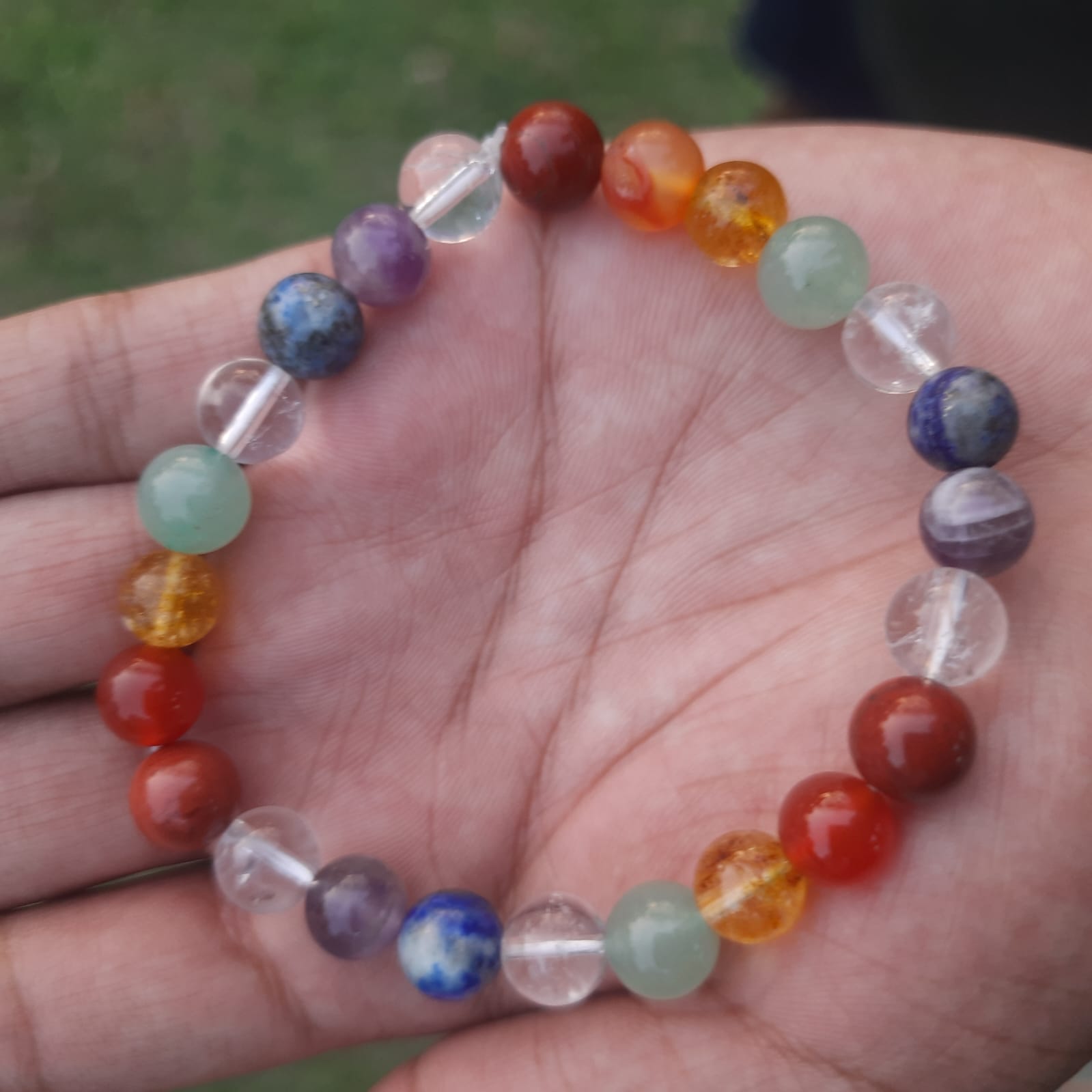 Seven Chakra Round Beads Bracelet