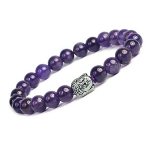 Amethyst Round Beads Bracelet with Buddha