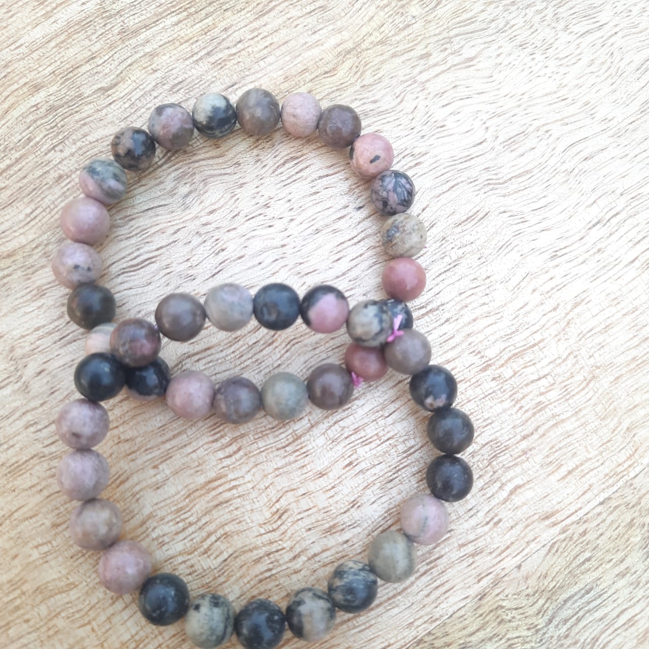 Rhodonite Round Stone Elastic Bracelet - Image 3